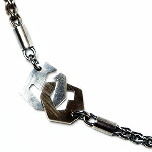 Presence II-Loop Bracelet in Patina - Sterling Silver, Fine Silver - TIN HAUS Jewelry