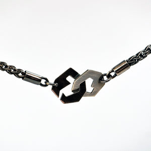Presence II-Loop Necklace in Patina - Sterling Silver, Fine Silver - TIN HAUS Jewelry