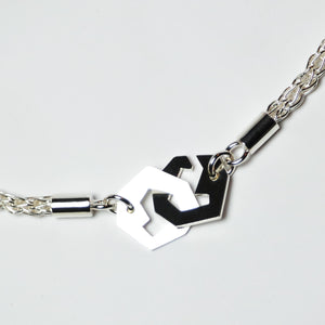 Presence II-Loop Necklace in Polish - Sterling Silver, Fine Silver - TIN HAUS Jewelry