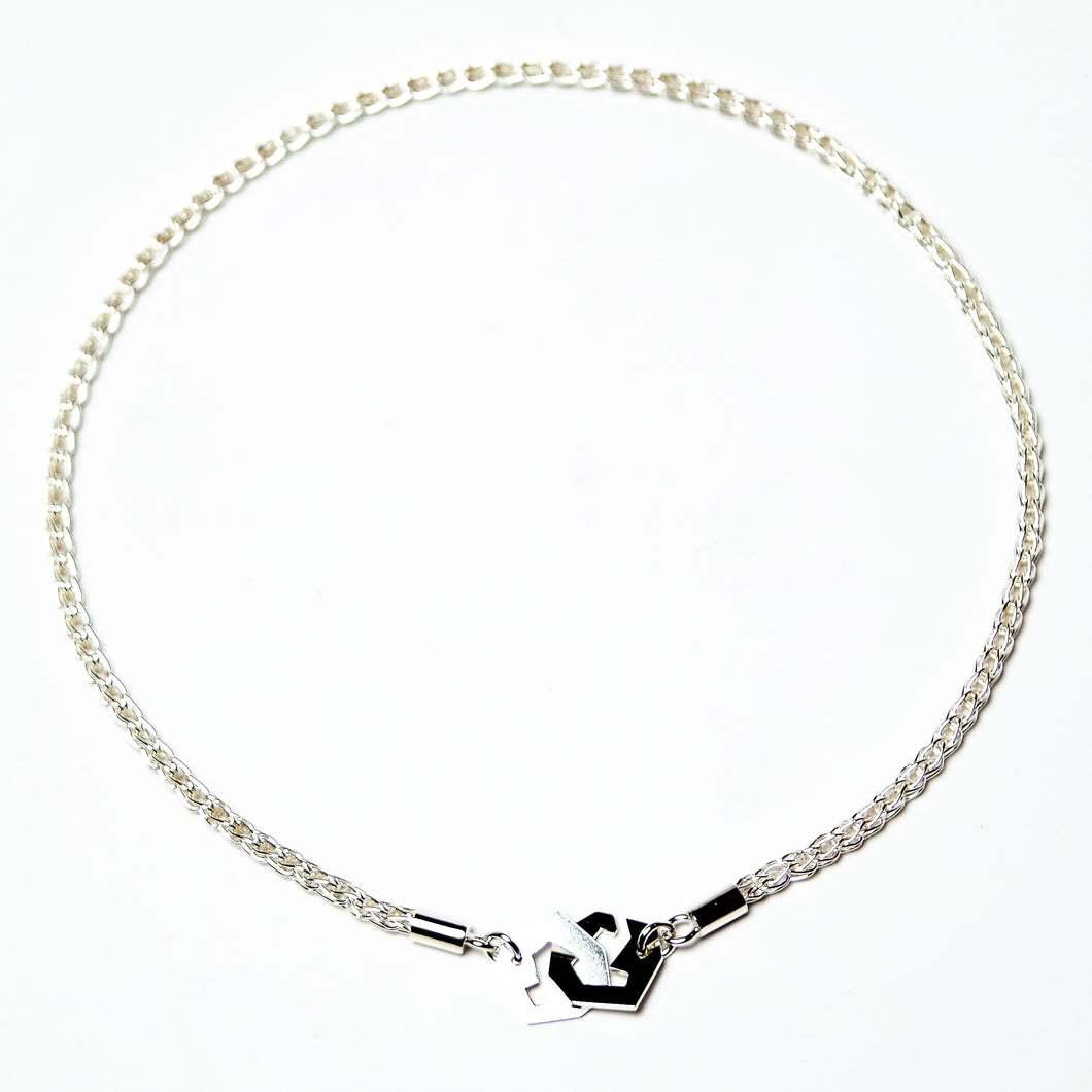 Presence II-Loop Necklace in Polish - Sterling Silver, Fine Silver - TIN HAUS Jewelry