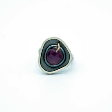Load image into Gallery viewer, Raspberry Sheen Sapphire Shadow Box Ring - 14K, Sterling Silver - Size 6 - TIN HAUS