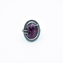 Load image into Gallery viewer, Ruby Quartz Black Tourmaline Ring -  OOAK - Size 7 - TIN HAUS Jewelry