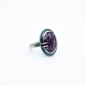 Ruby Quartz Black Tourmaline Ring -  OOAK - Size 7 - TIN HAUS Jewelry