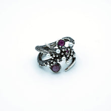 Load image into Gallery viewer, Sapphire Diamond Ruby Pearl Serpents Ring