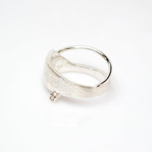 Load image into Gallery viewer, Women&#39;s Solar Ring - Brush-textured, Polish, Sterling Silver, White Topaz - TIN HAUS Jewelry