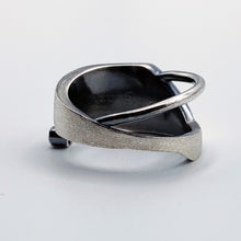 Load image into Gallery viewer, Women&#39;s Solar Ring - Brush-textured, Patina, Sterling Silver, White Topaz - TIN HAUS Jewelry