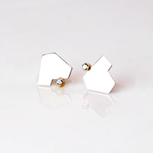 Load image into Gallery viewer, Stillness Studs with Stones, Large - Sterling Silver, 14KT Yellow Gold, White Topaz - TIN HAUS Jewelry