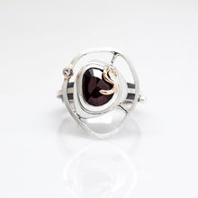 Load image into Gallery viewer, Teria Ring Size 7 - 14K Yellow Gold, Sterling Silver, Rhodolite Garnet, White Topaz, Pearl - TIN HAUS® Jewelry