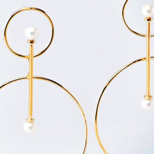 Load image into Gallery viewer, Vairochana 14KT Yellow Gold White Pearl Earrings - TIN HAUS Jewelry