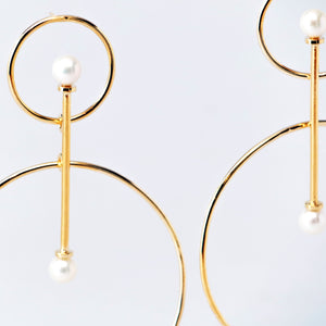 Vairochana 14KT Yellow Gold White Pearl Earrings - TIN HAUS Jewelry
