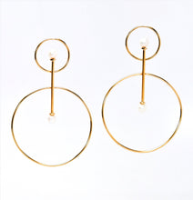 Load image into Gallery viewer, Vairochana 14KT Yellow Gold White Pearl Earrings - TIN HAUS Jewelry