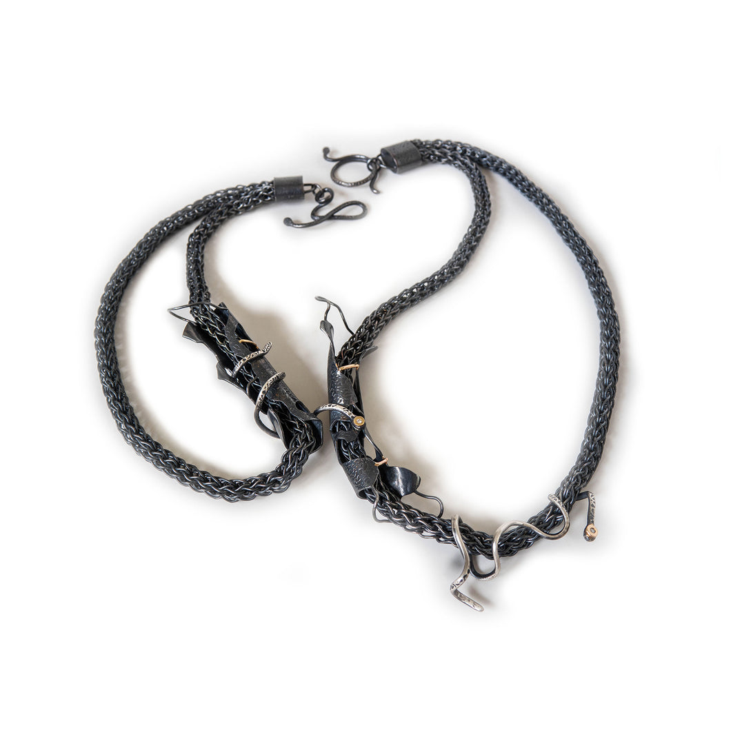 Venom Snake Chain Necklace - Fine Silver, Sterling Silver, 14k Yellow Gold, Diamonds - TIN HAUS® Jewelry