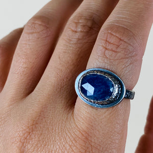 Blue Sapphire Abyss Ring - Fine Silver, Sterling Silver - Size 7 - TIN HAUS