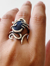 Load image into Gallery viewer, Medusa Ring - Sterling Silver, Blue Sapphire, Fresh Water Pearls - TIN HAUS Jewelry