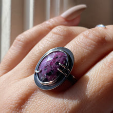 Load image into Gallery viewer, Ruby Quartz Black Tourmaline Ring - OOAK - Size 7 - TIN HAUS® Jewelry