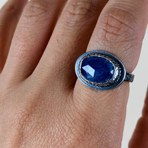 Blue Sapphire Abyss Ring - Fine Silver, Sterling Silver - Size 7 - TIN HAUS